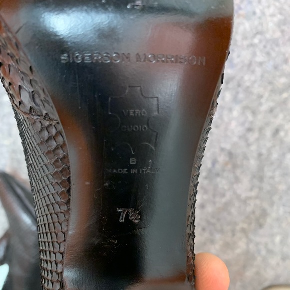 Sigerson Morrison black snake embossed leather stiletto booties 7.5 - Picture 7 of 11